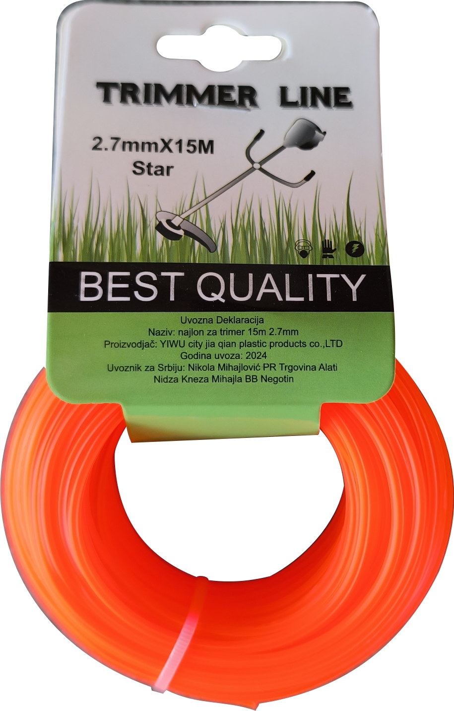 Najlon za trimer zvezda 2.7mm 15m